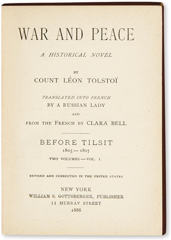 [TOLSTOY, LEO.] Tolstoï, Count Léon. War and Peace: A Historical Novel.